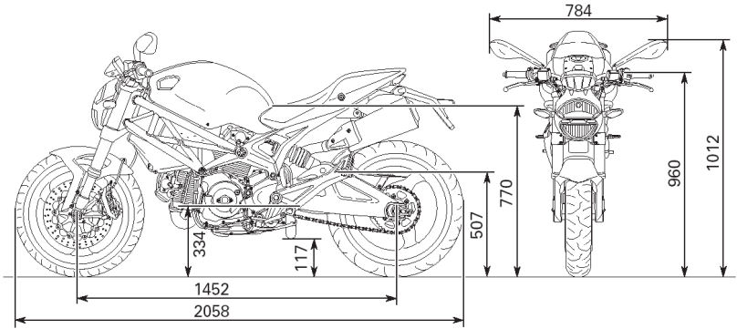 DUCATI Monster 696+ Maße.